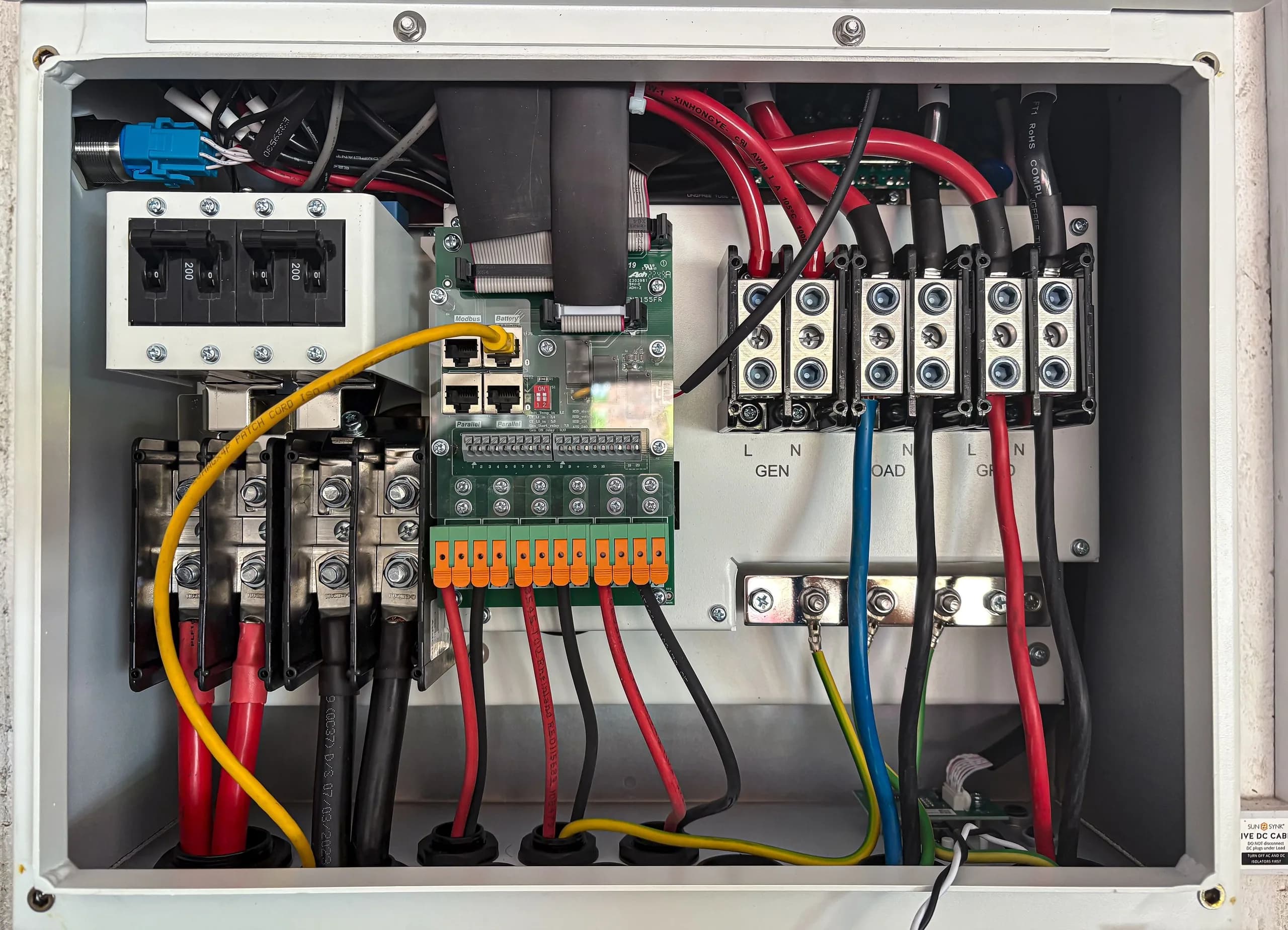 Intérieur d'une armoire électrique câblée